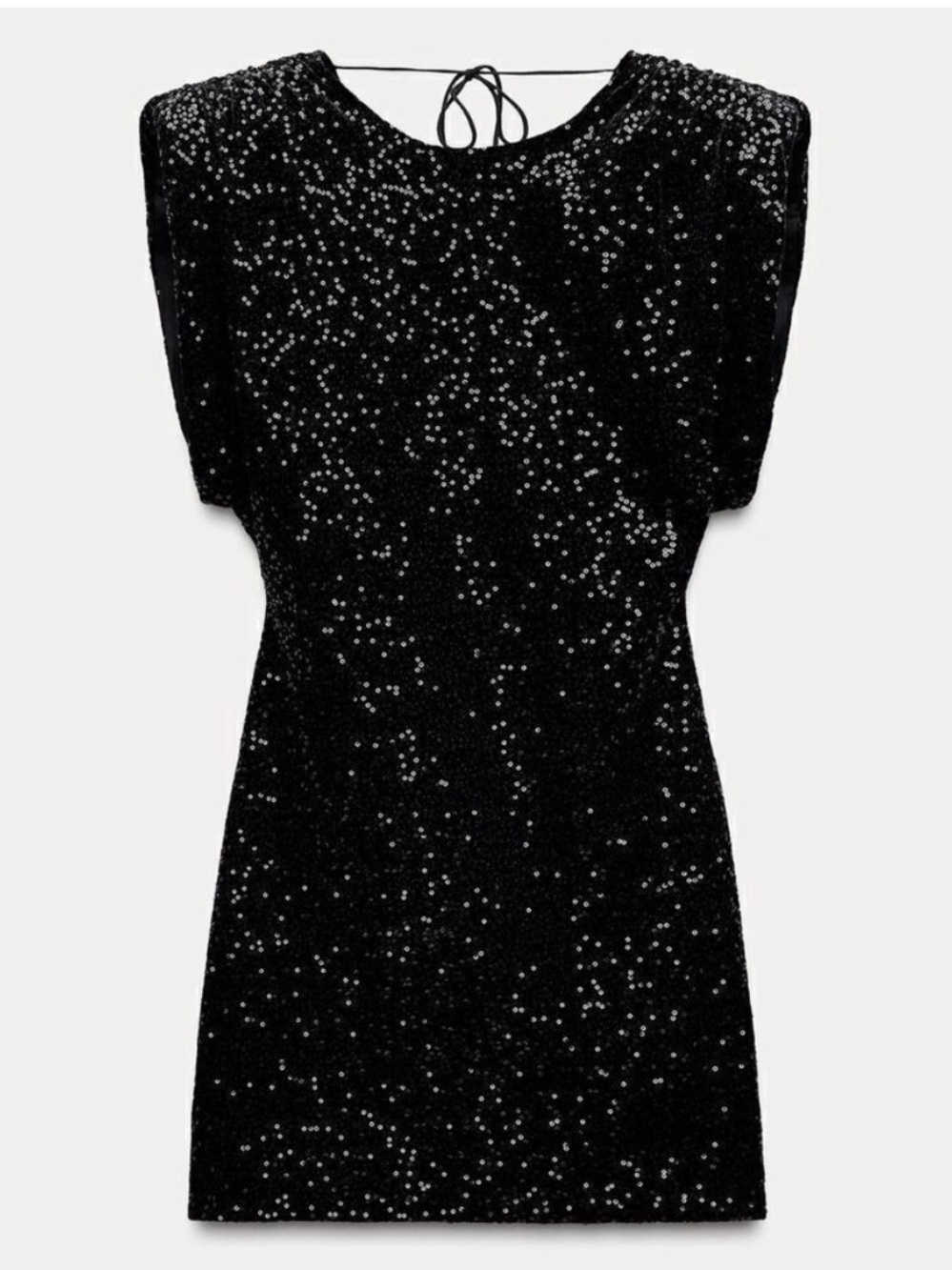 Zara Black Sequin Tie-Back Mini Dress